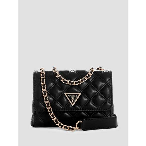 Guess Handbags - Guess Giully Quilted Mini Crossbody Bag Black Purse Handbag Women's NEW